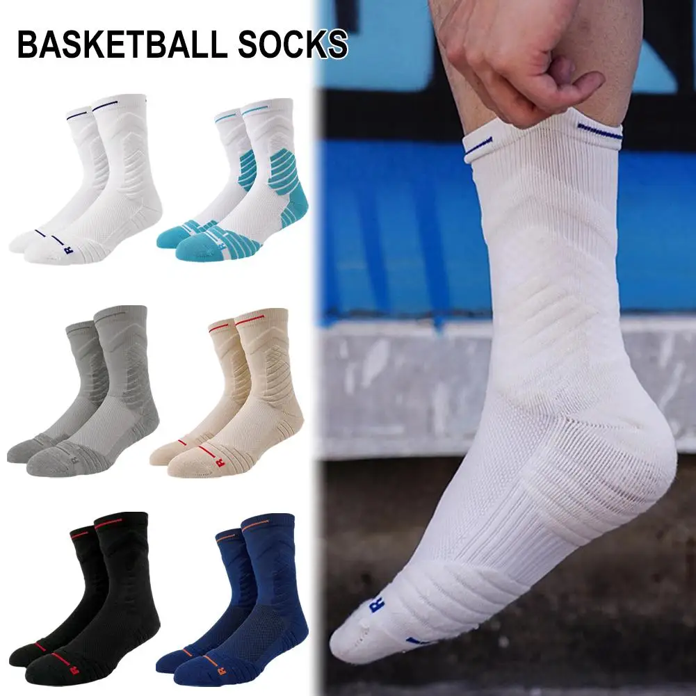 Herren-Sportsocken, Basketballsocken, Frottee-Sohle, sportliche Laufsocken, rutschfeste, bequeme Trekking-Socken, atmungsaktiv, zum Laufen, Reiten