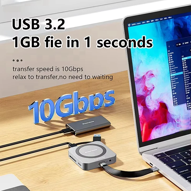 

BLUEENDLESS 8 in 1 USB C Hub M.2 NVME SSD Docking StationJAS