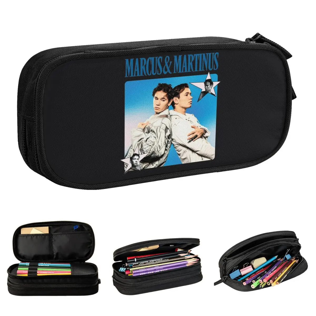 Marcus And Martinus Sweden Pencil Cases Song Contest 2024 Pen Box Bags Kids Big Capacity Students School Cosmetic Pencilcases