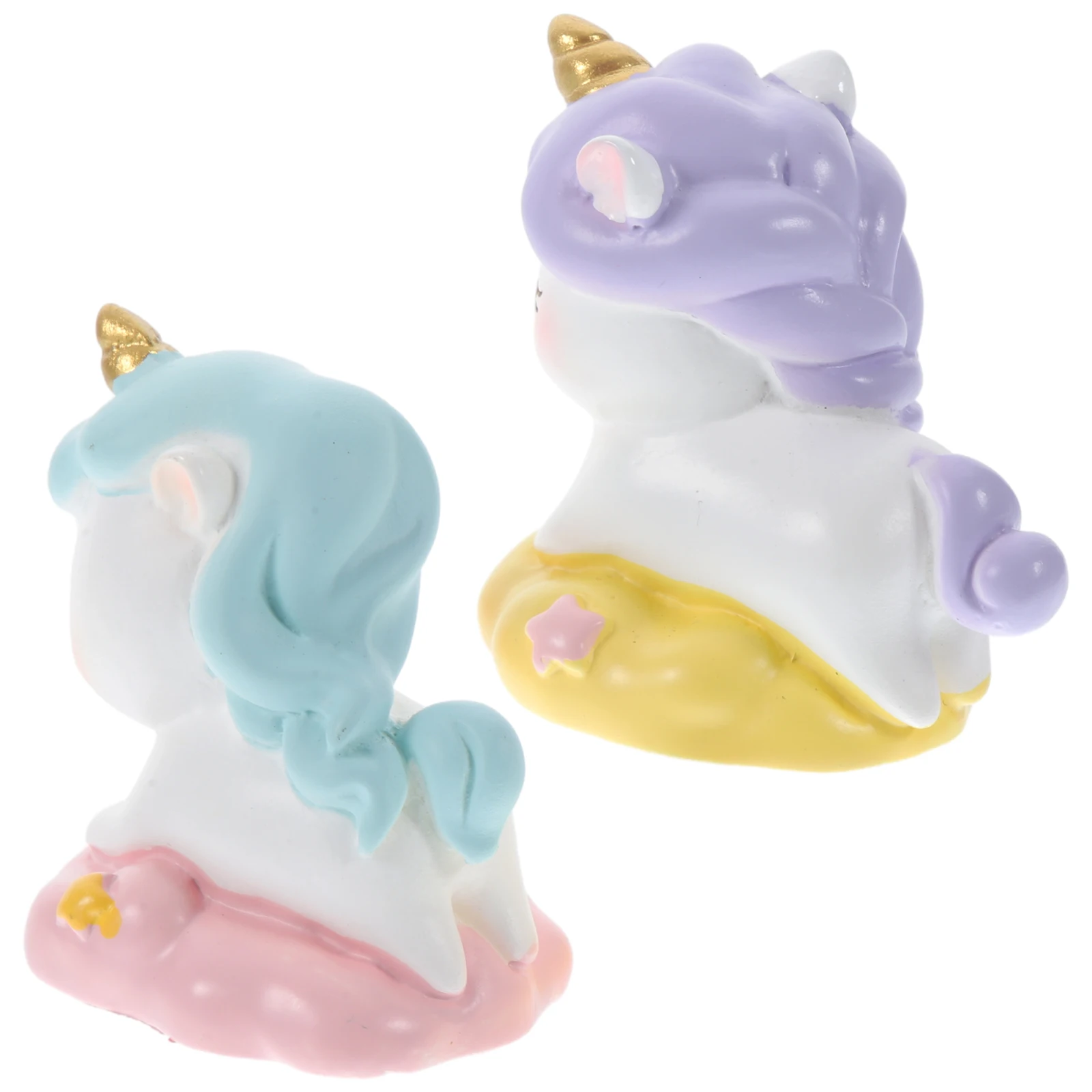 

2 Pcs Mini Resin Unicorn naments Cartoon Decorative Adornment for Home Car Desktop Garden Yard Balcony Lawn Decor