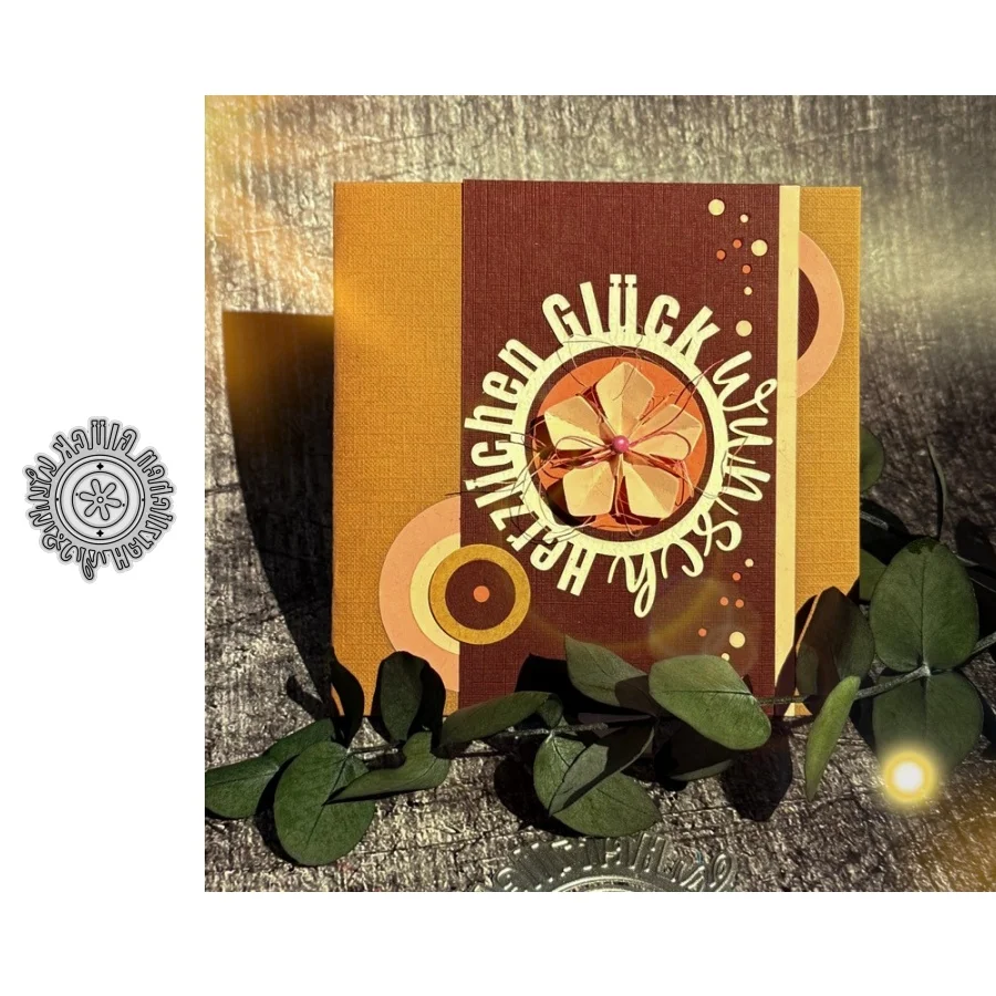 Deutsche Texte und Sprüche mit Blumenkreisen, Metall-Stanzformen für DIY-Scrapbooking, Kartenherstellung, Schablonen, Prägehandwerk