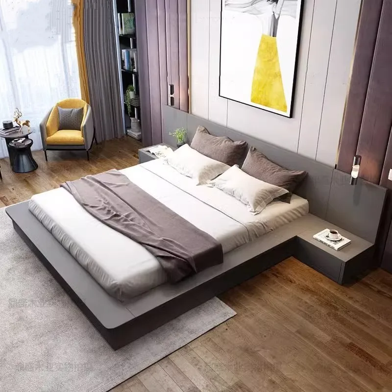 Tatami multifunctional Japanese-style bedroom bed solid wood modern floor seamless