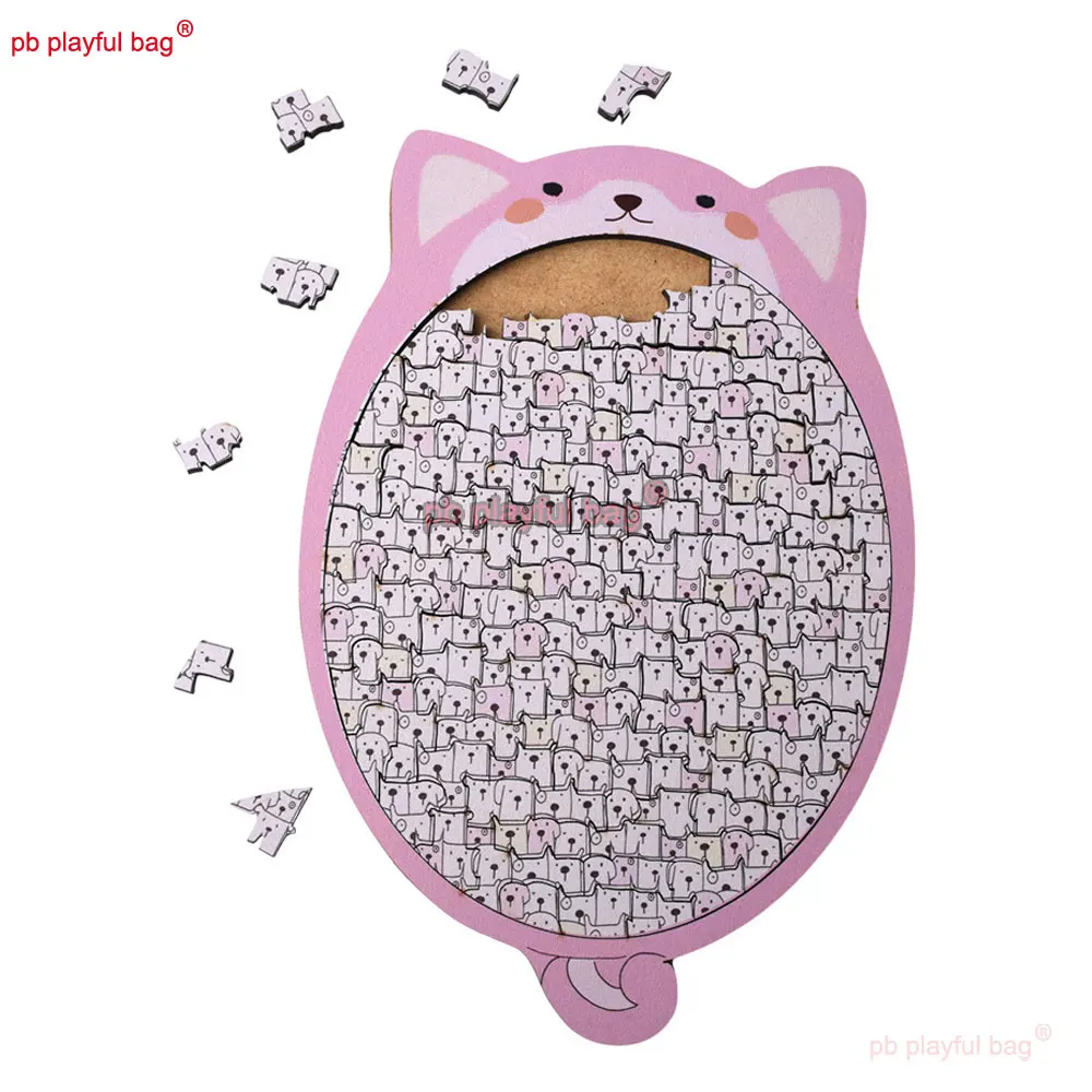 Pink White Puppy 3D Wooden Puzzle Fun Educational Toy for Kids Adults Creative Animal Jigsaw Model Kit Cute Dog Gift UG391