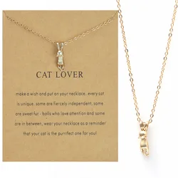 2023 New Nude Cat Necklace Lovely Animal Pendant Collarbone Chain Simple Card Necklace Female Wholesale