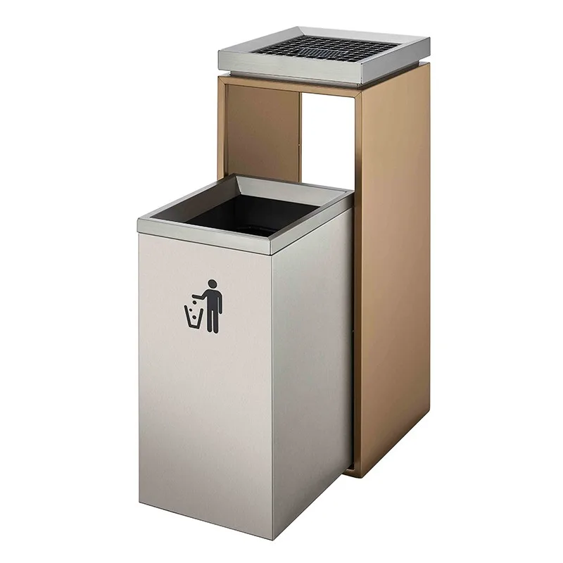 Floor ash barrel hotel lobby club bank creative vertical square side drop trash can