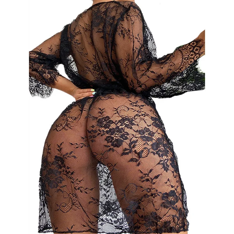 

2025 European and American Women's Clothing Sexy Hot-Selling Sexy See-Through Mesh Seductive Lingerie Set Lace