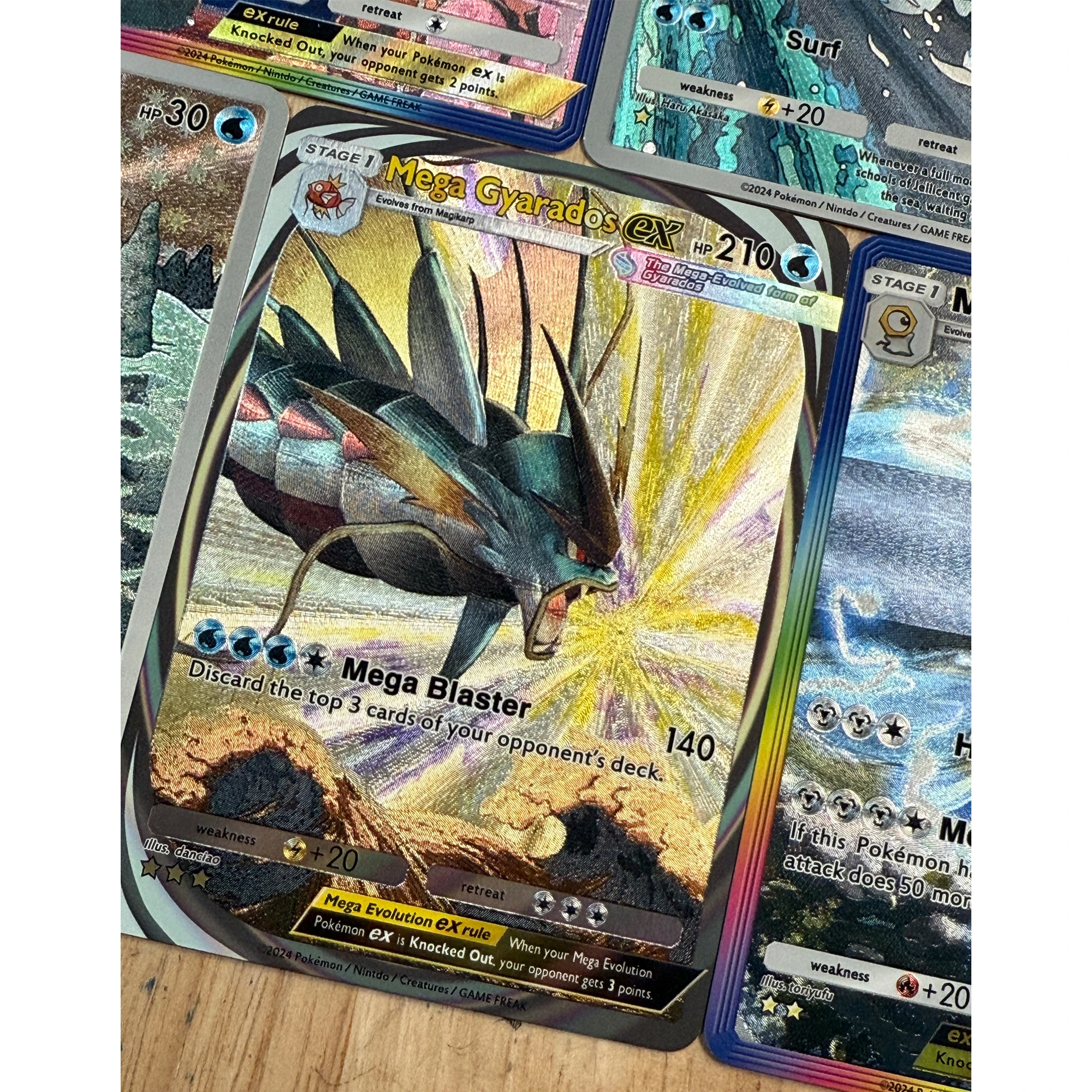 10 Teile/satz PTCG POCKET Serie Englisch Gyarados Magikarp Hitmonchan Textur Flash Karte Klassisches Spiel Anime Sammlung Karten