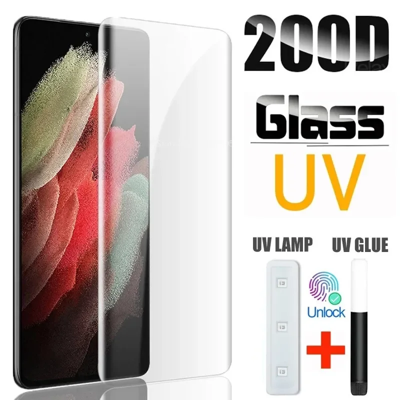 

3PCS UV Full Glue Tempered Glass Screen Protector For Samsung S20 FE Note 8 9 10 20 S21 S10 5G S8 S9 Plus Galaxy S22 S23 Ultra