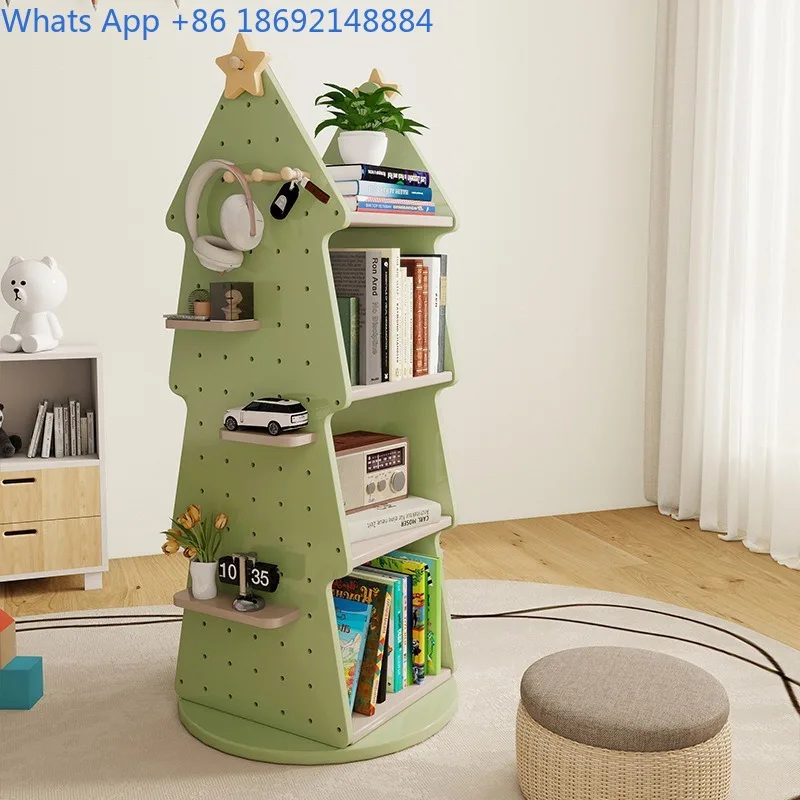 Rak Buku Berputar Rak Buku Bergambar Rak Penyimpanan Mainan Rak Buku Lantai Rak Buku Bertingkat Pohon Natal