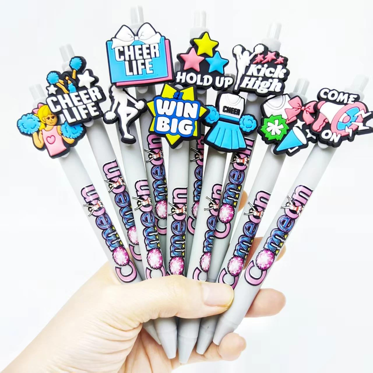 

5 шт./11 шт., гелевая ручка с принтом для черлидинга, светло-серая шариковая ручка