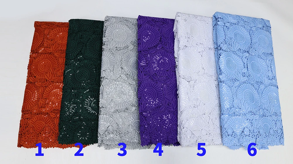 PGC African Tissue Cord Lace Fabric High Quality Lace Sequins Nigerian French Sequins Lace Tulle Mesh Fabrics For Dress LY1575