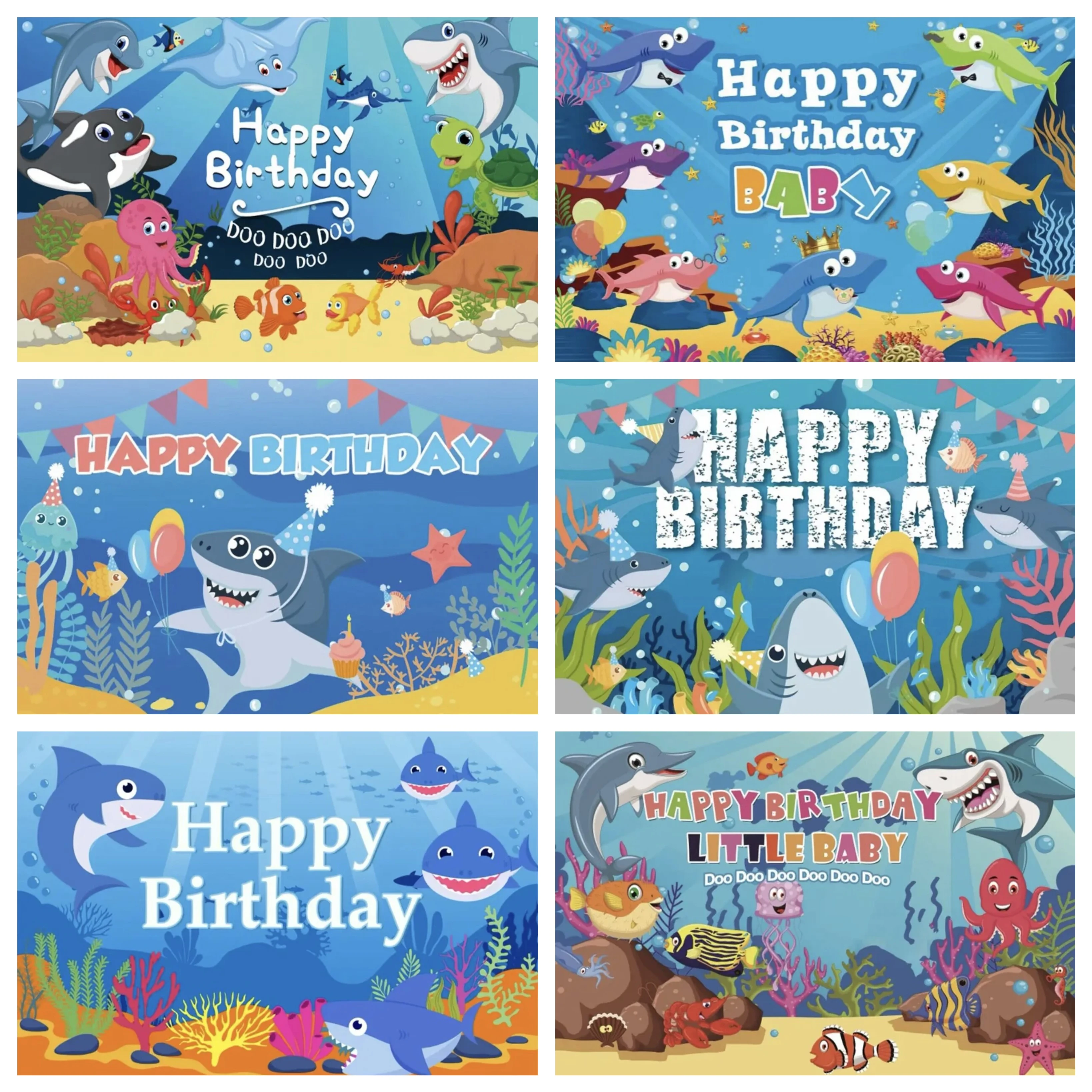 Newborn Baby Birthday Seabed Shark Fish Backdrop for Photography Sea Ocean Underwater World Party Decor Background Kids Animal