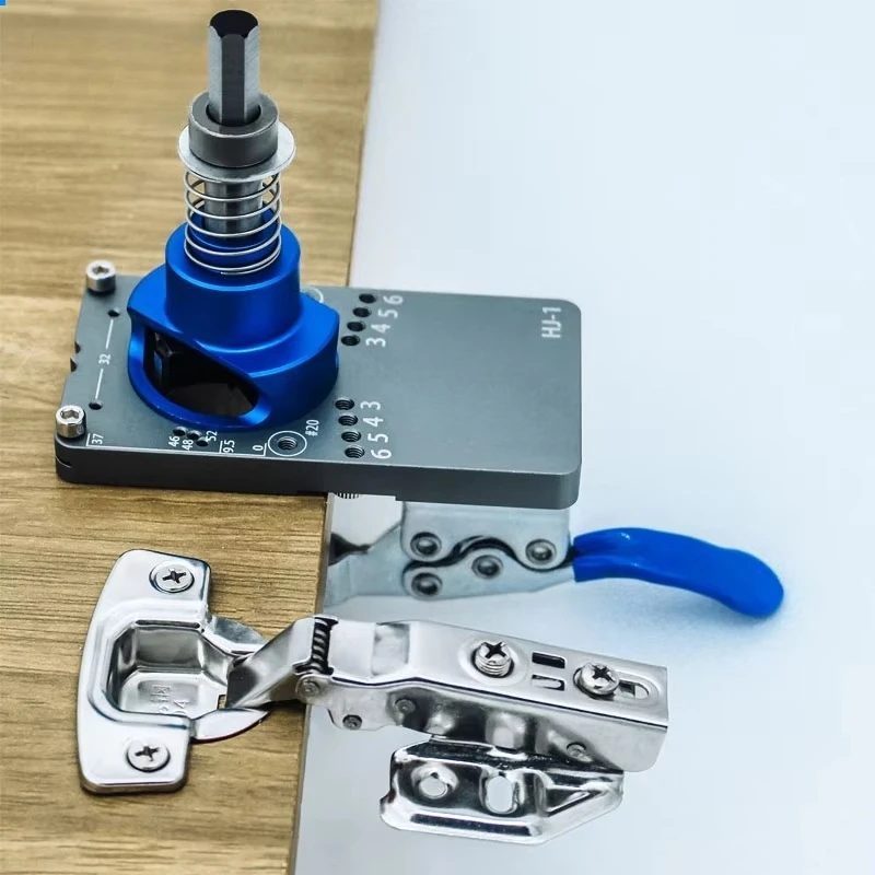 Hinge Boring Jig Kit - Concealed Hinge Drilling Guide Jig - Aluminum Alloy Hinge Hole Opener Template Puncher Locator Tools Kit