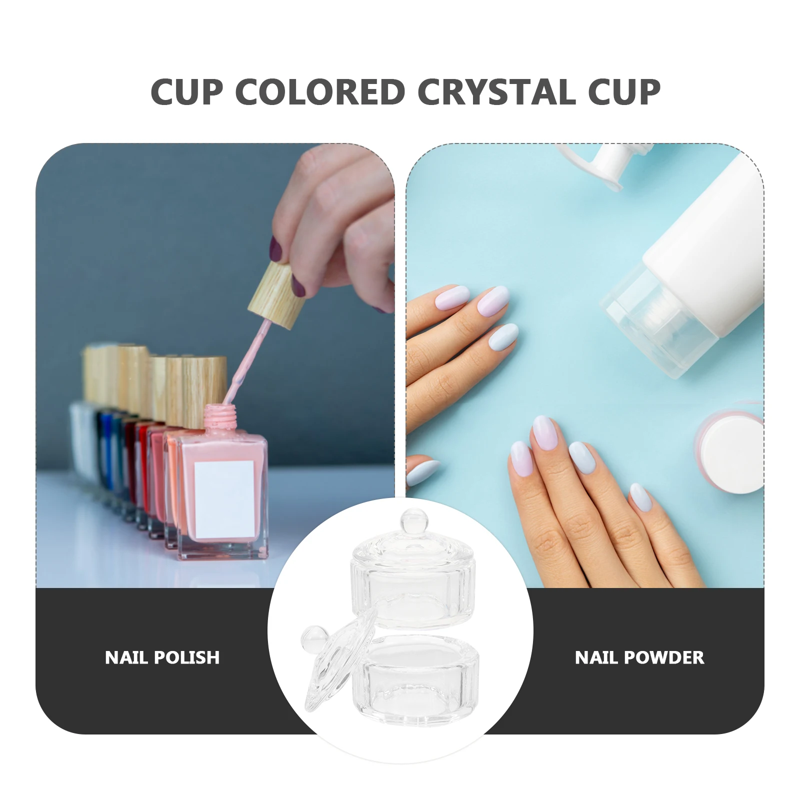 

2Pcs Crystal Glass Dappen Dish Cups for Acrylic Nail Liquid Holder Manicure Nail Art Mixing Tool with Sealing Lid
