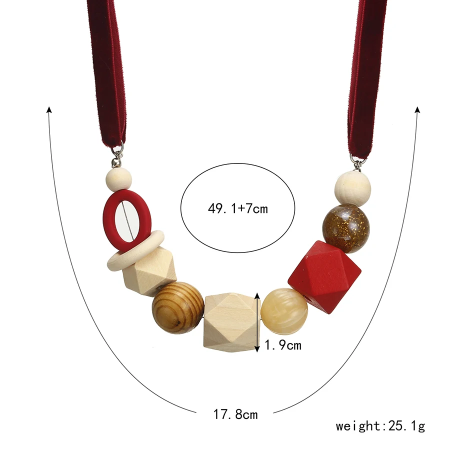 Women\'s Wood Beads Necklace for Women Geometric Wooden Beaded Necklaces & Pendants Statement Necklace New Fashion Jewelry NR037