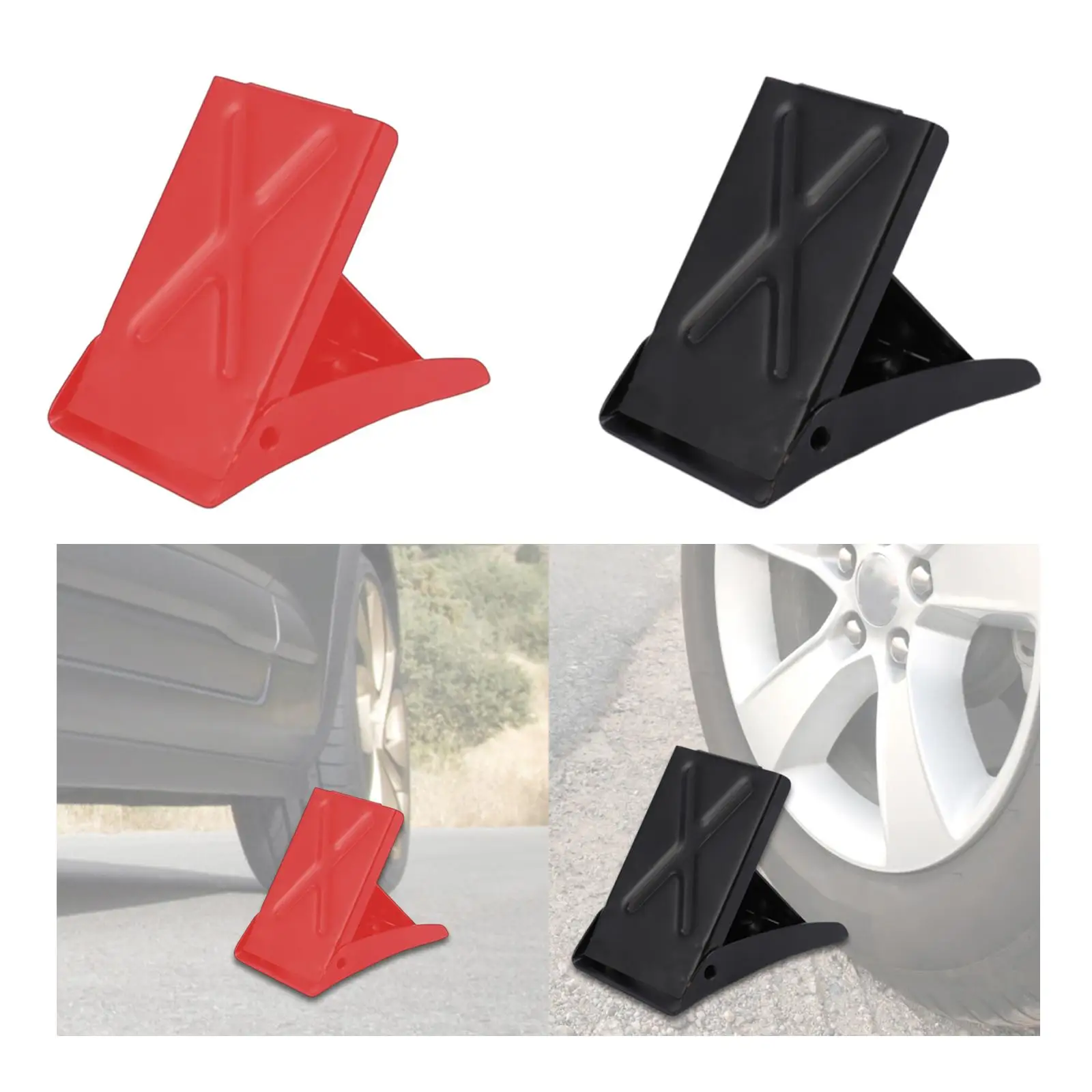Calzo de rueda portátil antideslizante conveniente tope de neumático plegable resistente para remolque RV automotriz 5,43 pulgadas x 3,46 pulgadas x 3,54 pulgadas