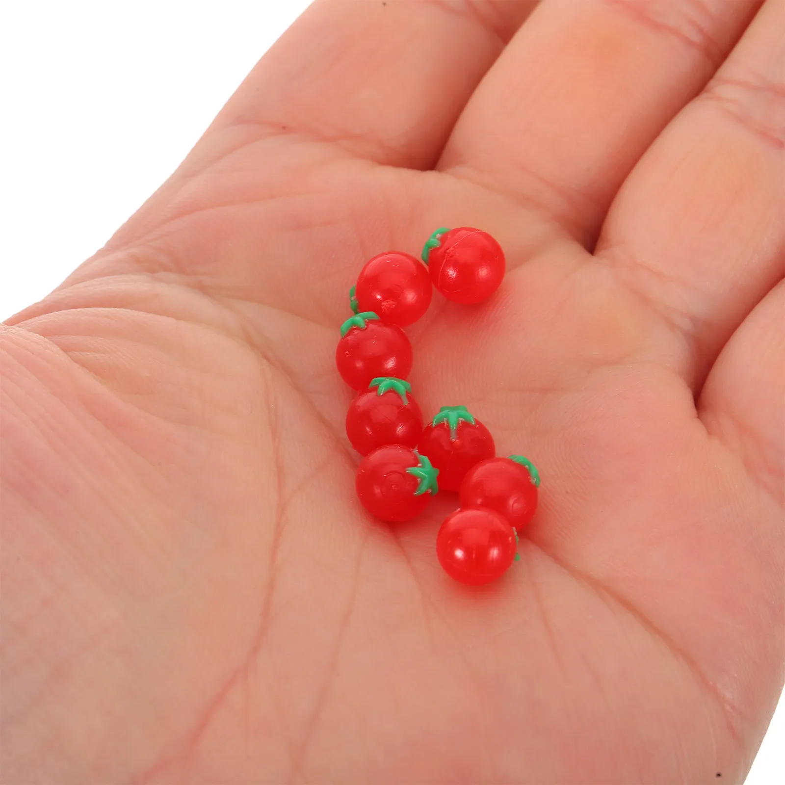 

100Pcs Mini Realistic Simulation Cherry Tomato Tiny Faux Food Props for Dollhouse Decoration Mini Pretend Play Vegetables
