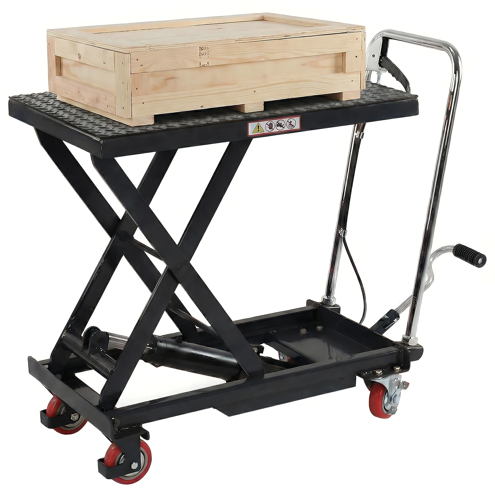 

Однозонный ножничный подъемник грузоподъемностью 330 фунтов, гидравлическая тележка-подъемник с противоскользящей платформой и 4 колесами для погрузки и транспортировки материалов