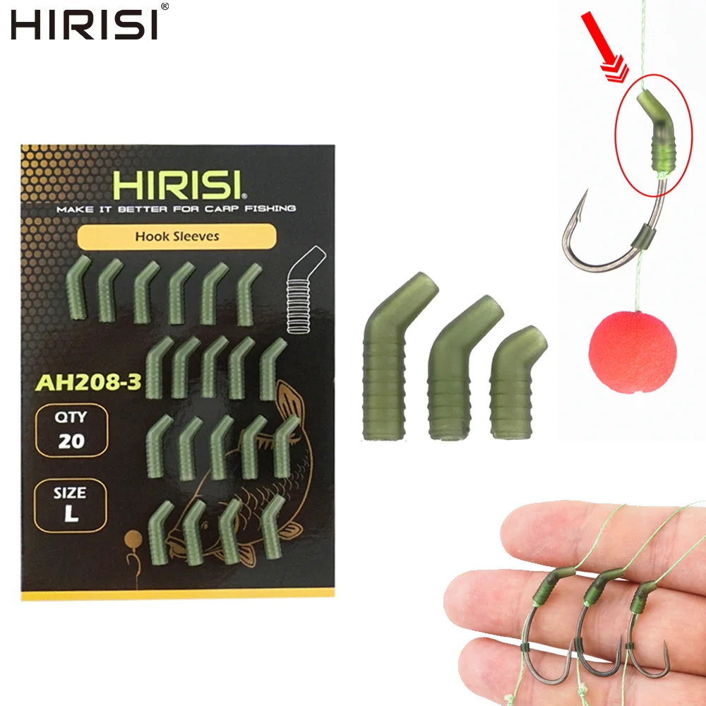 Hirisi AH208 40 Stück Karpfenangeln, weiches Gummi, Anti-Verwicklungshülsen, Haken, Aligner-Terminal, Tackle für Haar-Rigs und Inline-Blei-Systeme