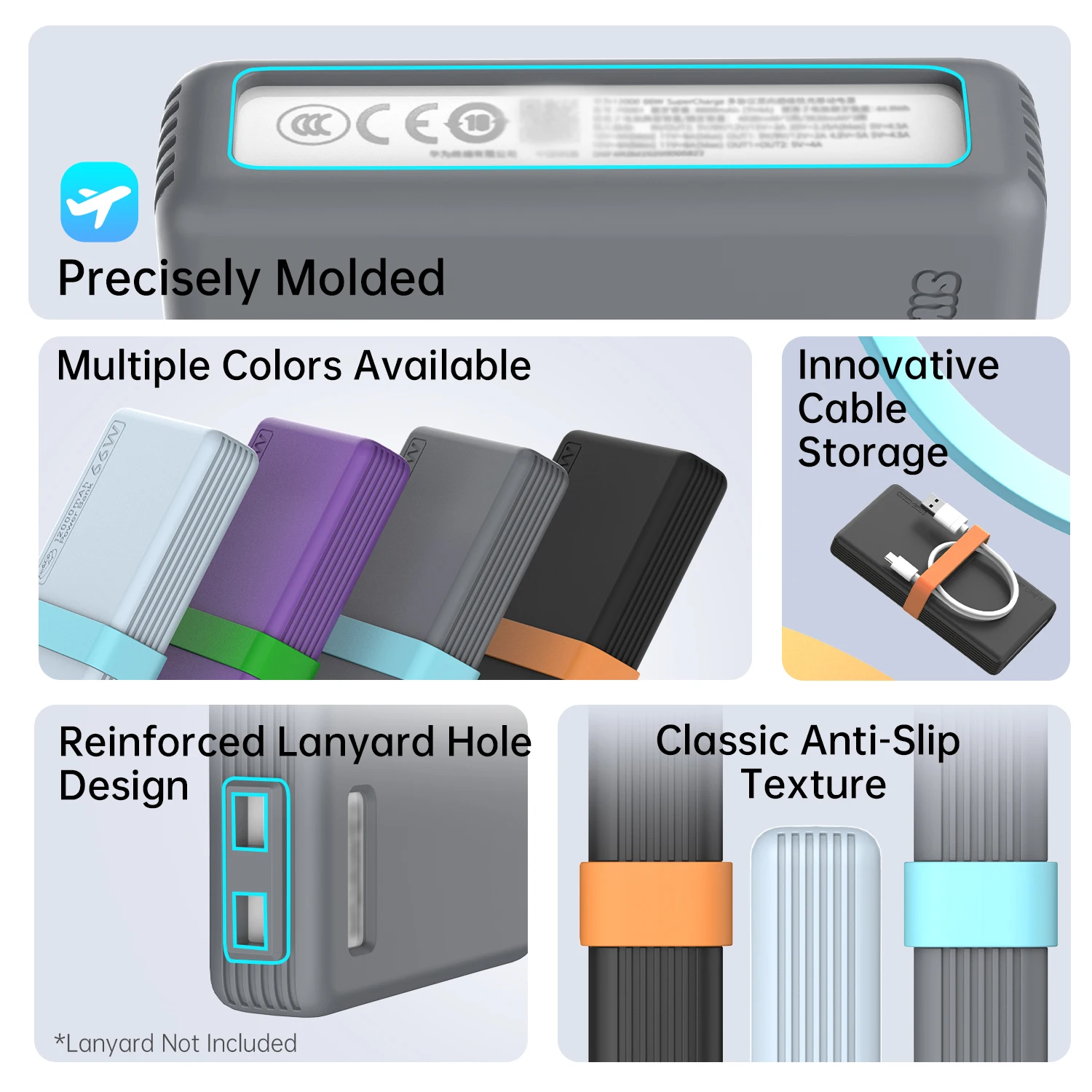 SIKAI الغطاء الواقي غطاء من السيليكون لهواوي 66 واط قوة البنك 12000 مللي أمبير مكافحة الإفلات المضادة للانزلاق غطاء كامل واقٍ
