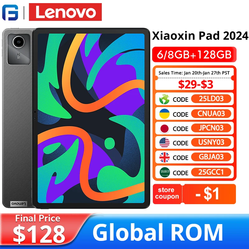 Lenovo Xiaoxin Pad 2024 tableta ROM Global 6GB 128GB Qualcomm Snapdragon 685 Octa Core 11 "pantalla GPS WIFI Android Tab