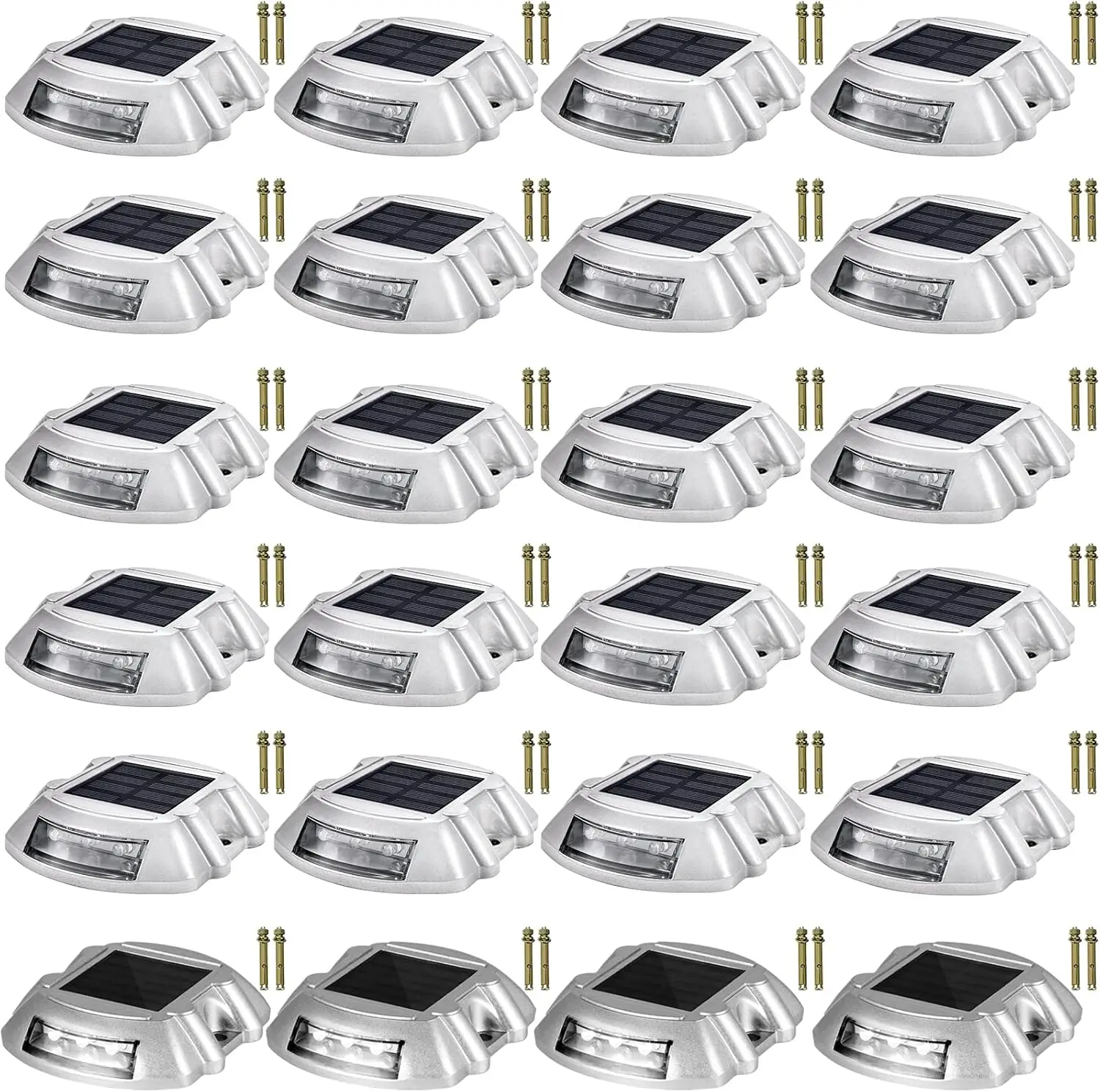 

Driveway Lights 24-Pack Solar Driveway Lights Bright White with Screw Solar Deck Lights Outdoor Waterproof Wireless 6 LEDs