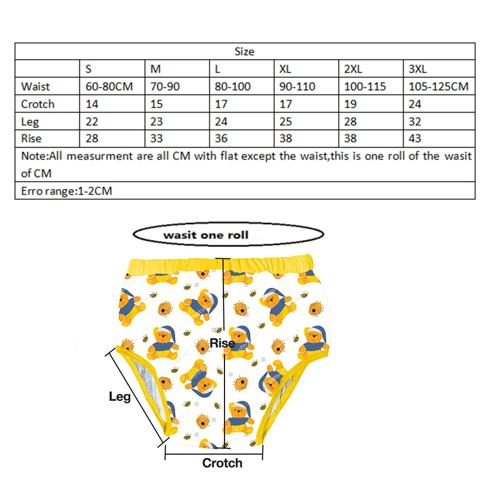 DDLG Adult Printed Trainning Pant Waterproof Adult Baby Nappies Brief With Padding  Potty Underweaer Panties For Men