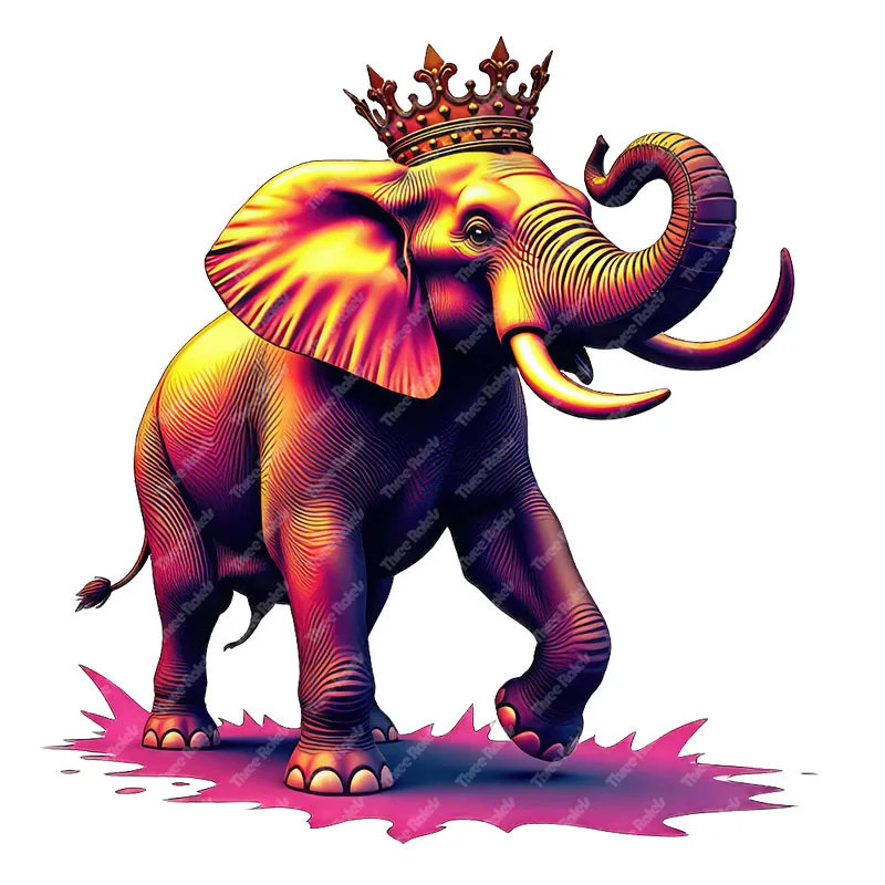 Three Ratels CD48  Golden Crown Elephant Art Animal Stickers for Home Decoration Computer Stickers Personalized car decals