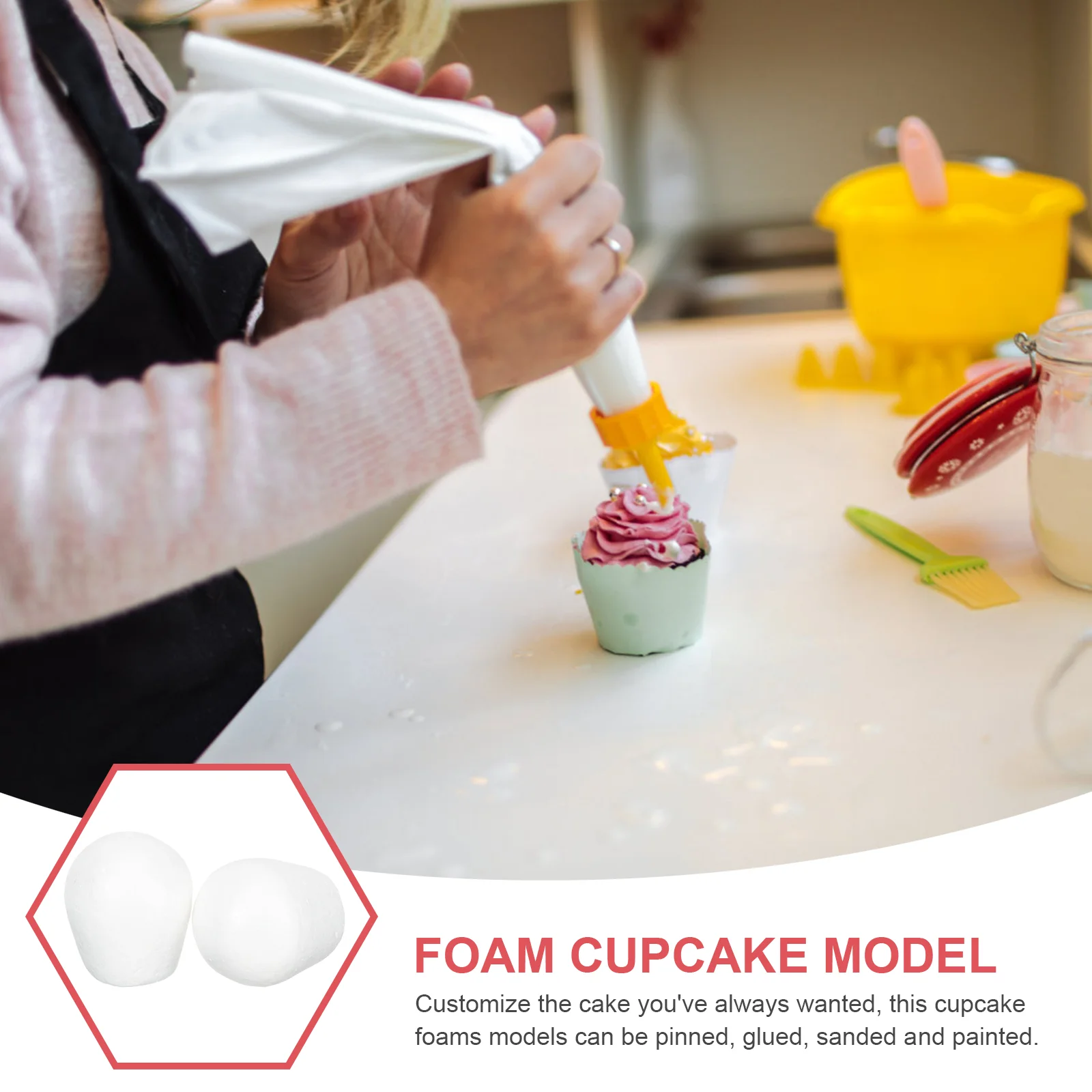 20 pçs espuma bolo embrião decoração modelo diy treinamento prop espumas pão pequeno cupcake homem simulado