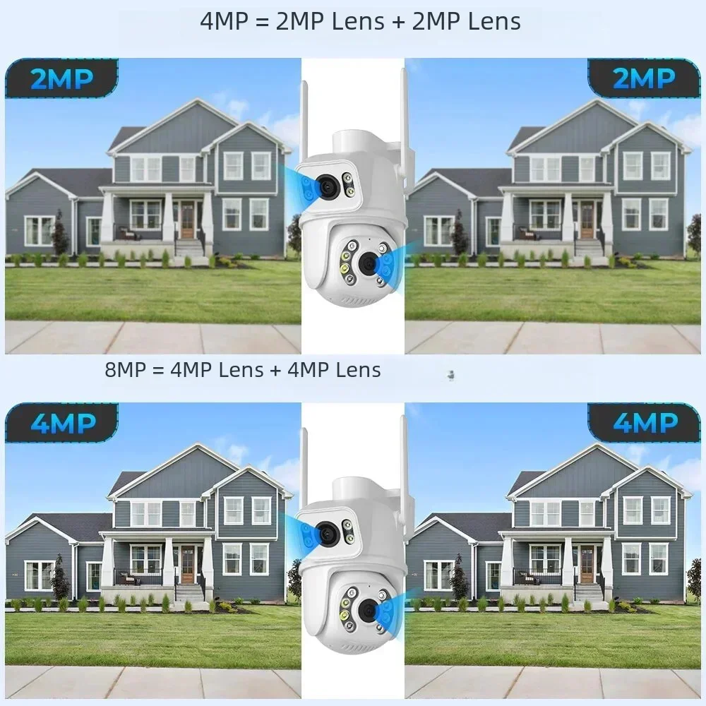 BESDER-cámara IP de seguridad CCTV para exteriores, videocámara de 8MP, 4K, PTZ, Wifi, doble lente, pantallas duales, detección humana IA, inalámbrica, aplicación ICSEE