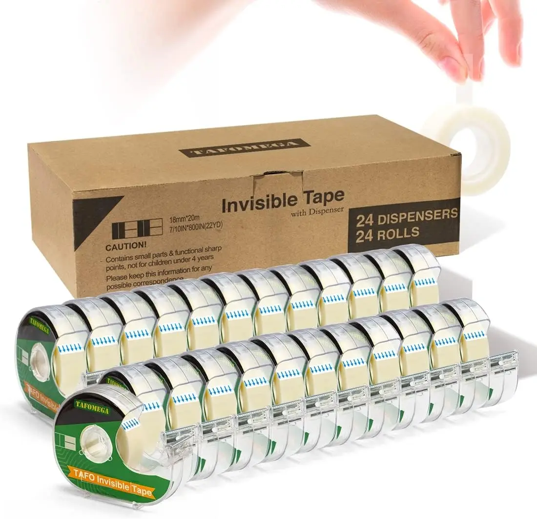 

Invisible Tape, Clear, 24 Packs Writable Frosted Transparent Tape for made Home Office Supplies Back to School 7/10 X