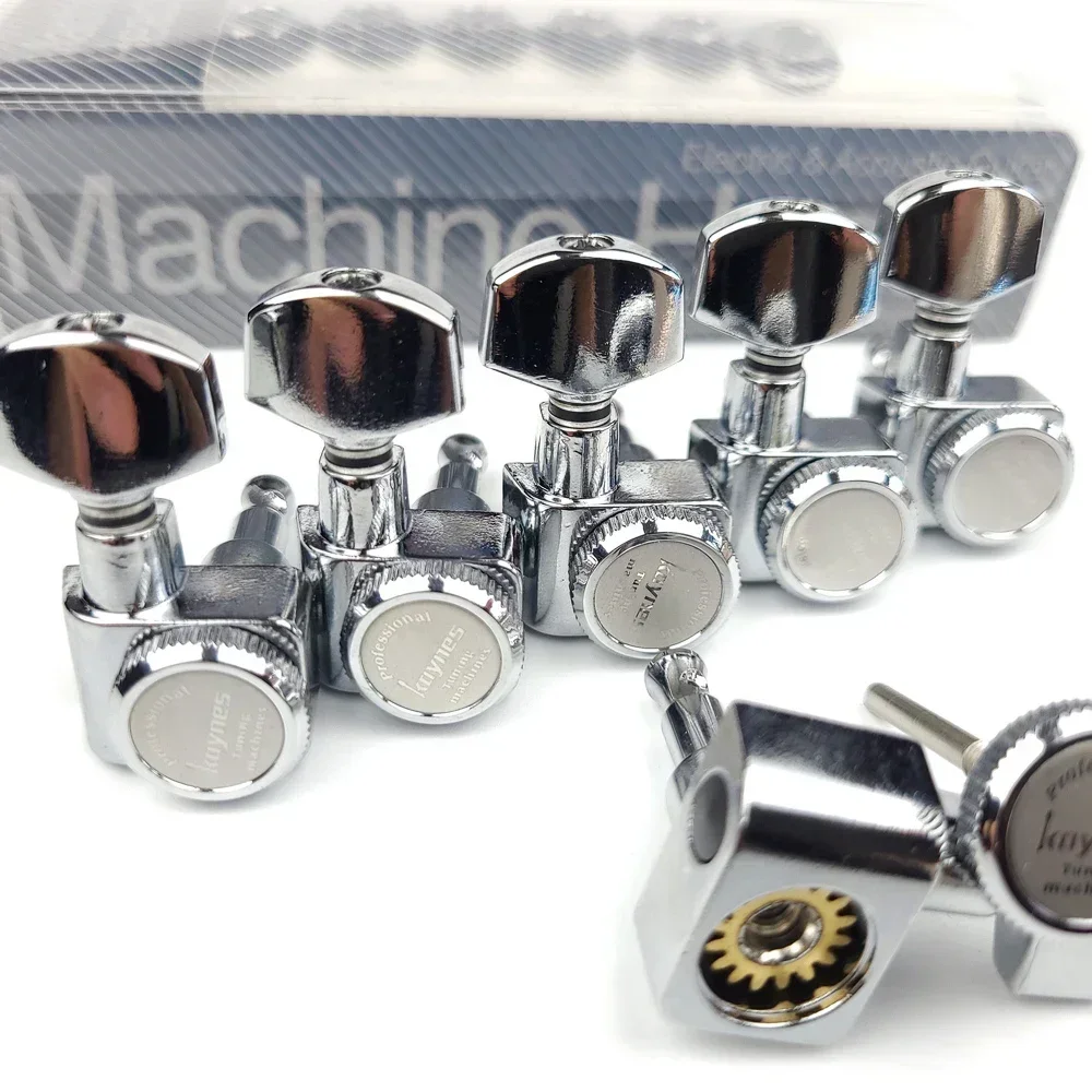 1 Set 6 In-line No Screw Locking Electric Guitar Machine Heads Tuners Lock String Tuning Pegs Chrome Silver
