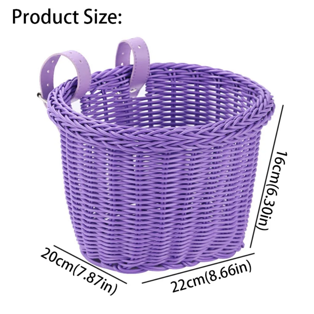 

Water Resistant Bicycle Basket Adjustable Leather Straps Handwoven Front Handlebar Basket Waterproof Daily Commuting