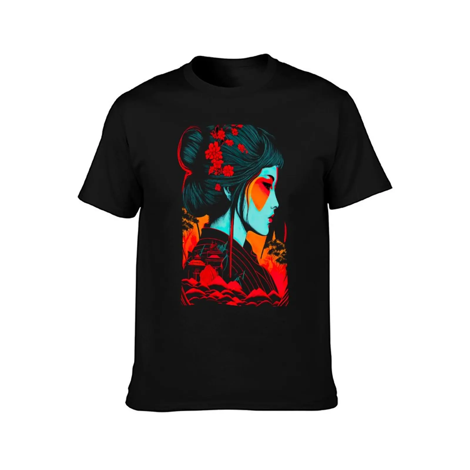 City Girl - Makeup Flowers In Her Hair Make Up Stare T-Shirt Casual Daily Graphic Tee T-Shirt