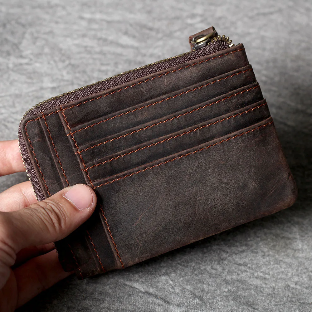 S.WORKER Klassischer Echtleder-Multikartenhalter für Herren, kompaktes Kartenetui aus Vollnarbenleder mit Kartenfächern – Detail 7