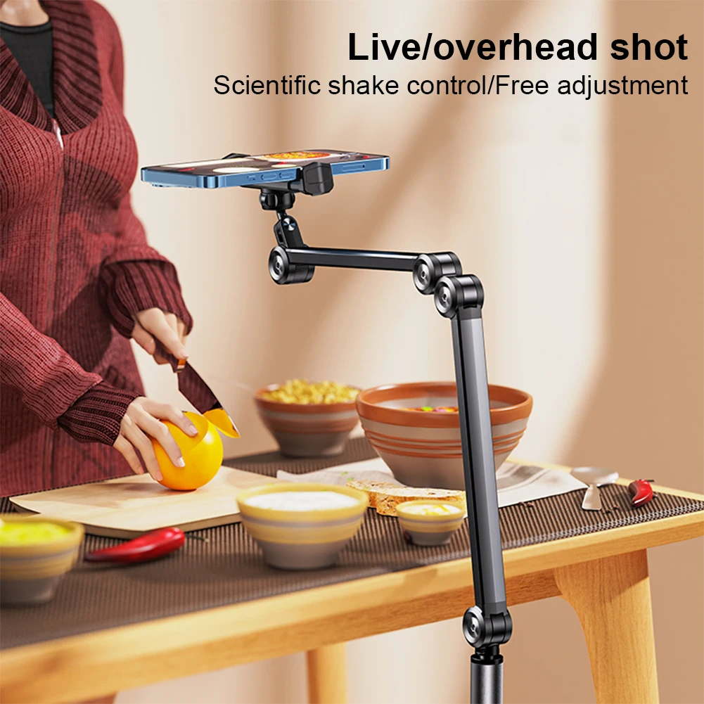 

Tablet Phone Floor Stand with Base Stretchable Stand Holder Height Adjustable Arm 360-Degree Rotatable for IPad/iPhoneX/iPad Pro