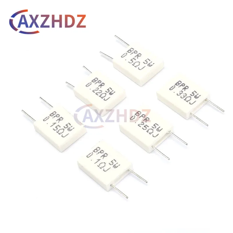 5PCS 0.01R - 0.5R 5W BPR MPR SLR Non-inductive Ceramic Cement Resistor Resistance 0.05R 0.1R 0.15R 0.22R 0.25R 0.33R 0.47R Ohm Ω