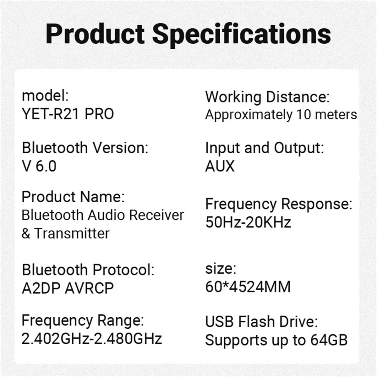 Bluetooth 6.0 Audio Receiver 3.5mm USB U-Disk Stereo Music Wireless Audio Adapter for PC TV Car Kit Speaker Amplifier