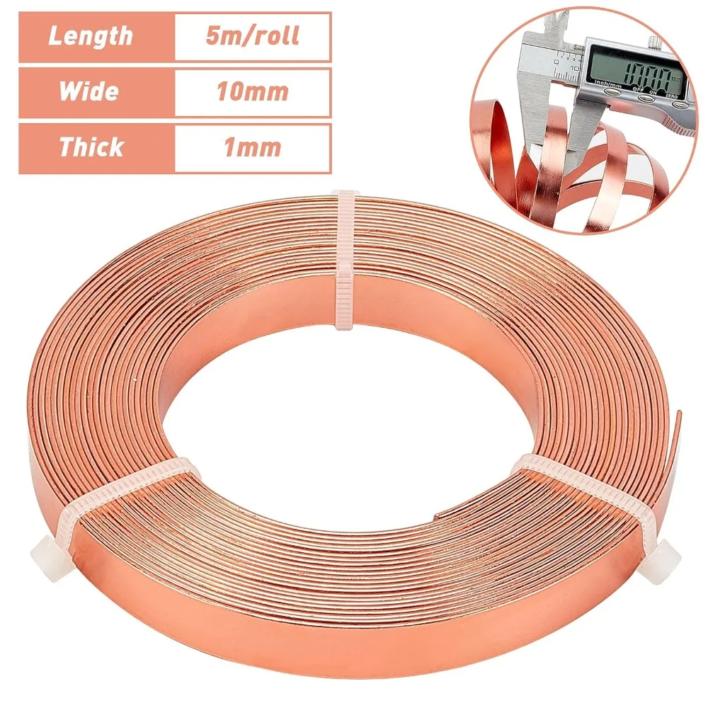 16.5 Feet 10mm Wide Rose Gold Flat Jewelry Craft Wire 18 Gauge Aluminum Wire for Bezel, Sculpting, Armature, Jewelry Making