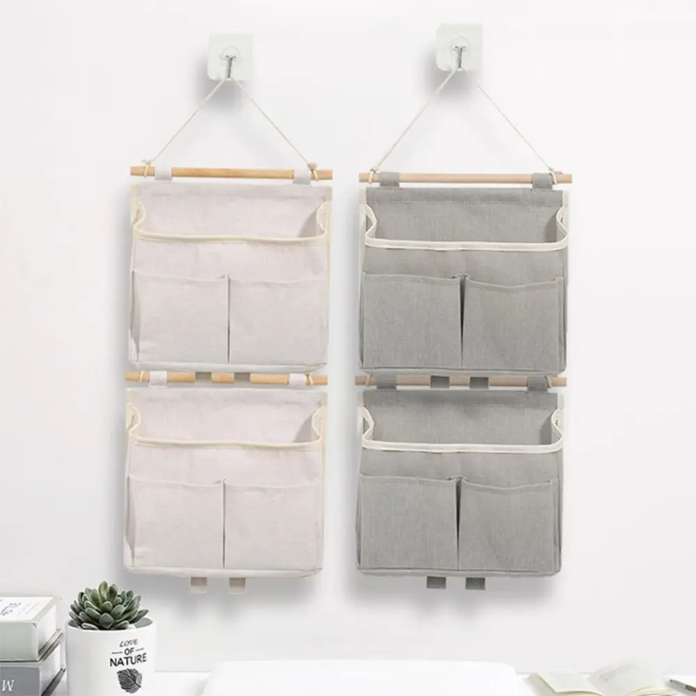 

Fashion Wall Mounted Storage Bag Multiple Pockets Waterproof Bedside Organizer Hanging Bag Home