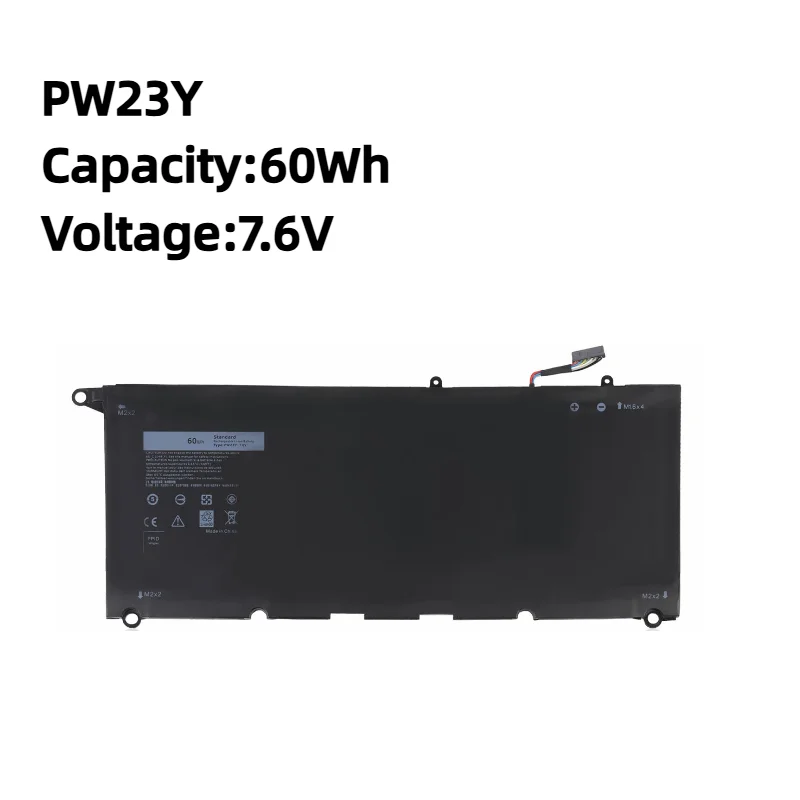 PW23Y Laptop Battery For DELL XPS 13 9360 Series Rechargeable Replace Parts RNP72 TP1GT P54G 7.6V 60Wh