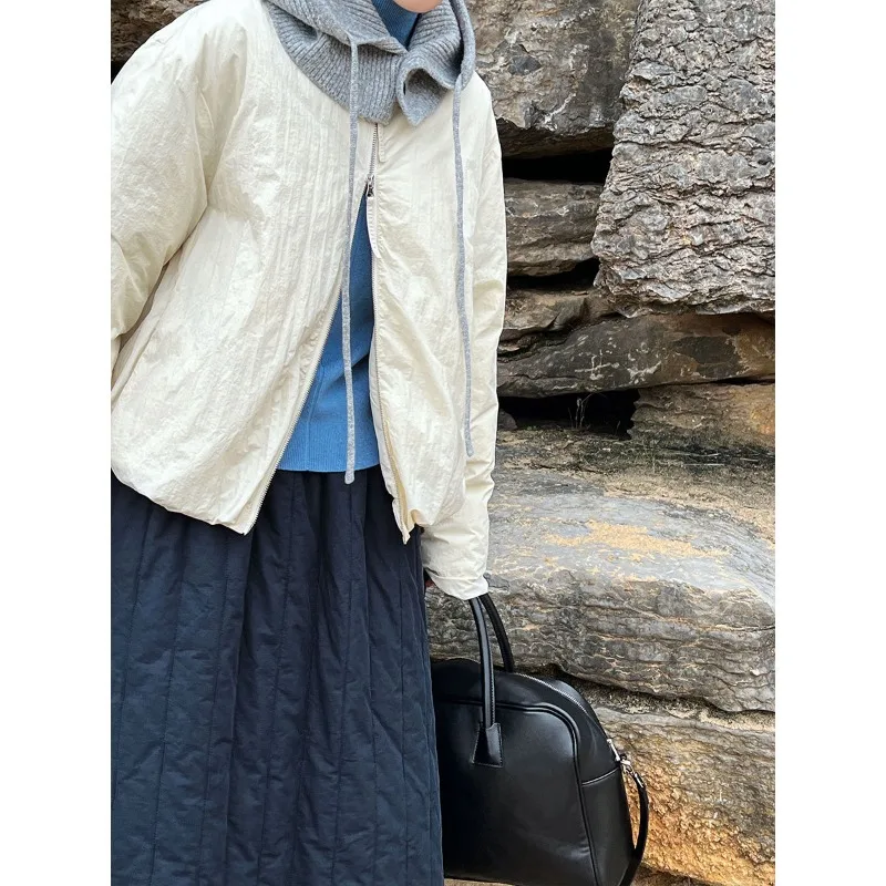 Round Neck Cropped Bread Padded Jacket Women's Winter 2025 New Korean Version Baseball Jacket Jacket Top