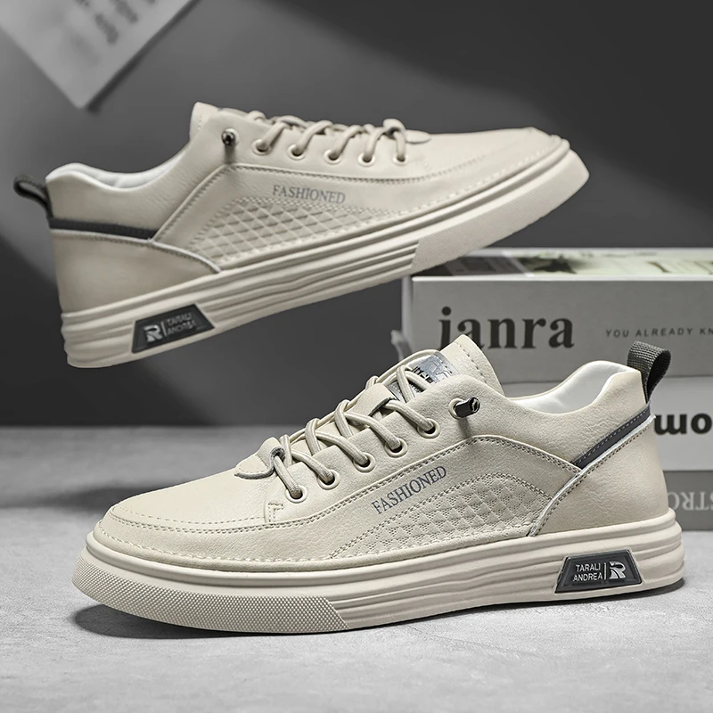 

White Casual Shoes Loafers British Leather Sneakers Flats Shoes Classic Men Shoes Spring Summer New Trendy All-match Platform