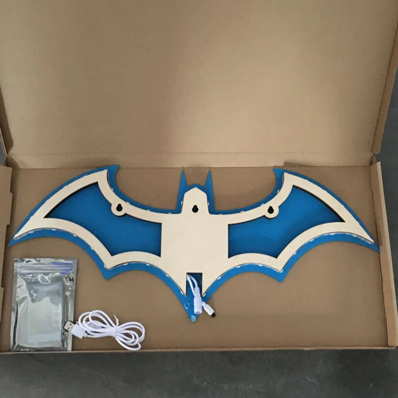 56cm Cool LED Night Light with Wireless Remote Control and Color Change Bat Wings Shape Bedside Light Atmosphere Logo Lamp