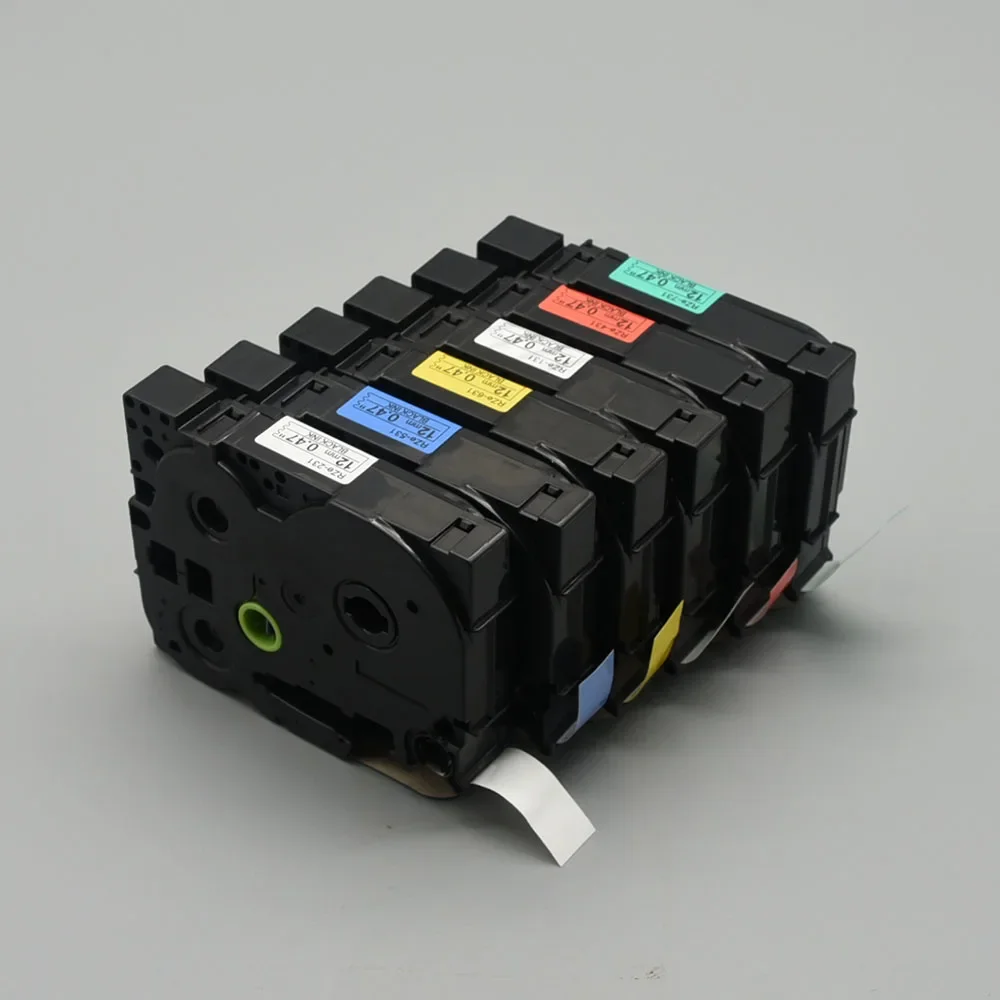 5PK Label Tape for E1000 Pro Ribbon Maker Printer Black on White TZe-231 for Brother P-touch