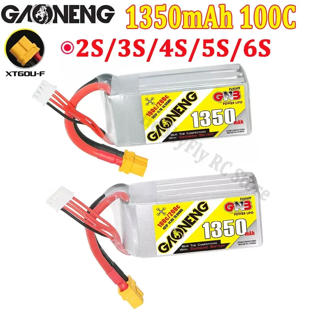 Gaoneng GNB 1350mAh 100C 2S 3S 4S 5S 6S 7.4V 11.1V 14.8V 18.5V 22.2V Lipo Battery With XT60 Plug Connector for FPV Racing Drone