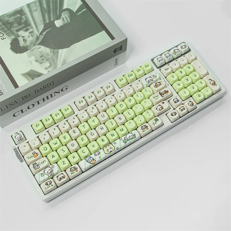 Imagem -02 - Zifriend-panda Bamboo Keycaps Pbt Dye Sublimação Moa Perfil Keycap para mx Switch Faça Você Mesmo Teclado Mecânico 145 Chaves