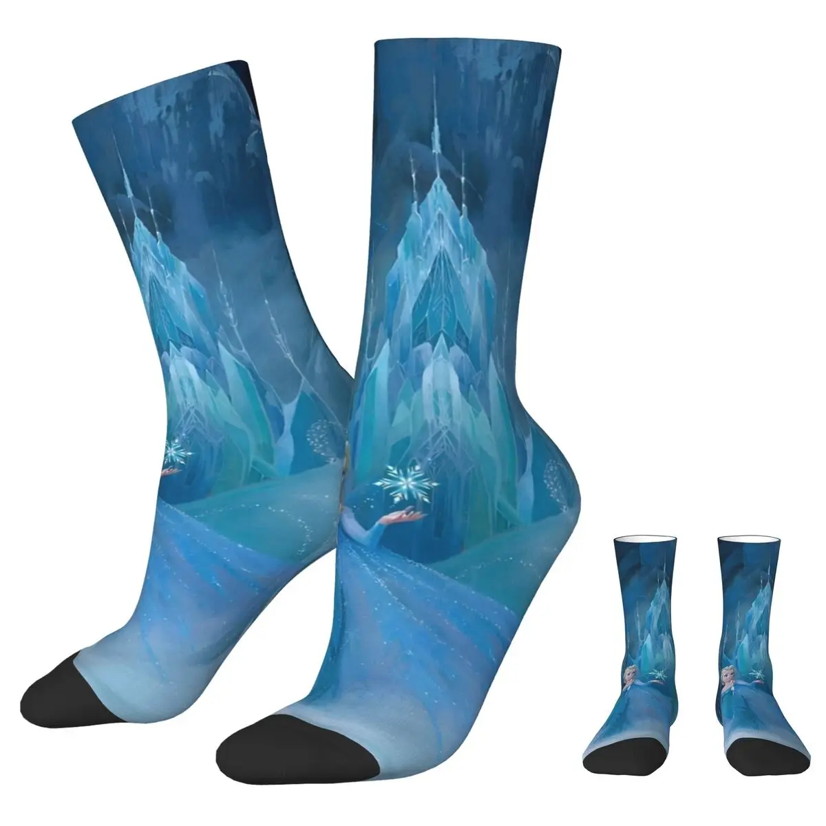 Frozen Elsa Princess Cartoon Winter Warm Crazy Design Men's Women'sSocks The Snow Queen Breathable Basketball Socks