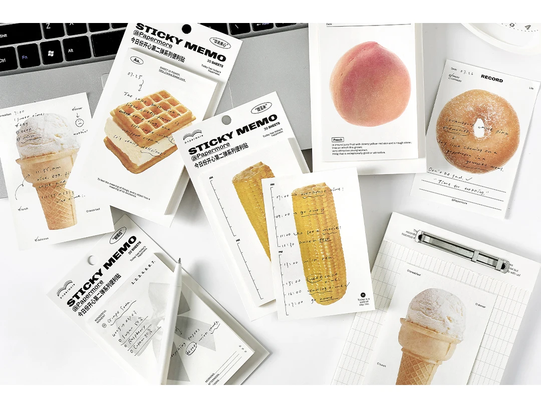 Niedlicher Gelato-Schleifenknoten Haftnotizblock Selbstklebendes Schreibpapier Schul-Bastelbedarf Notizbuch Schreibwaren Dekoration – Detail 31