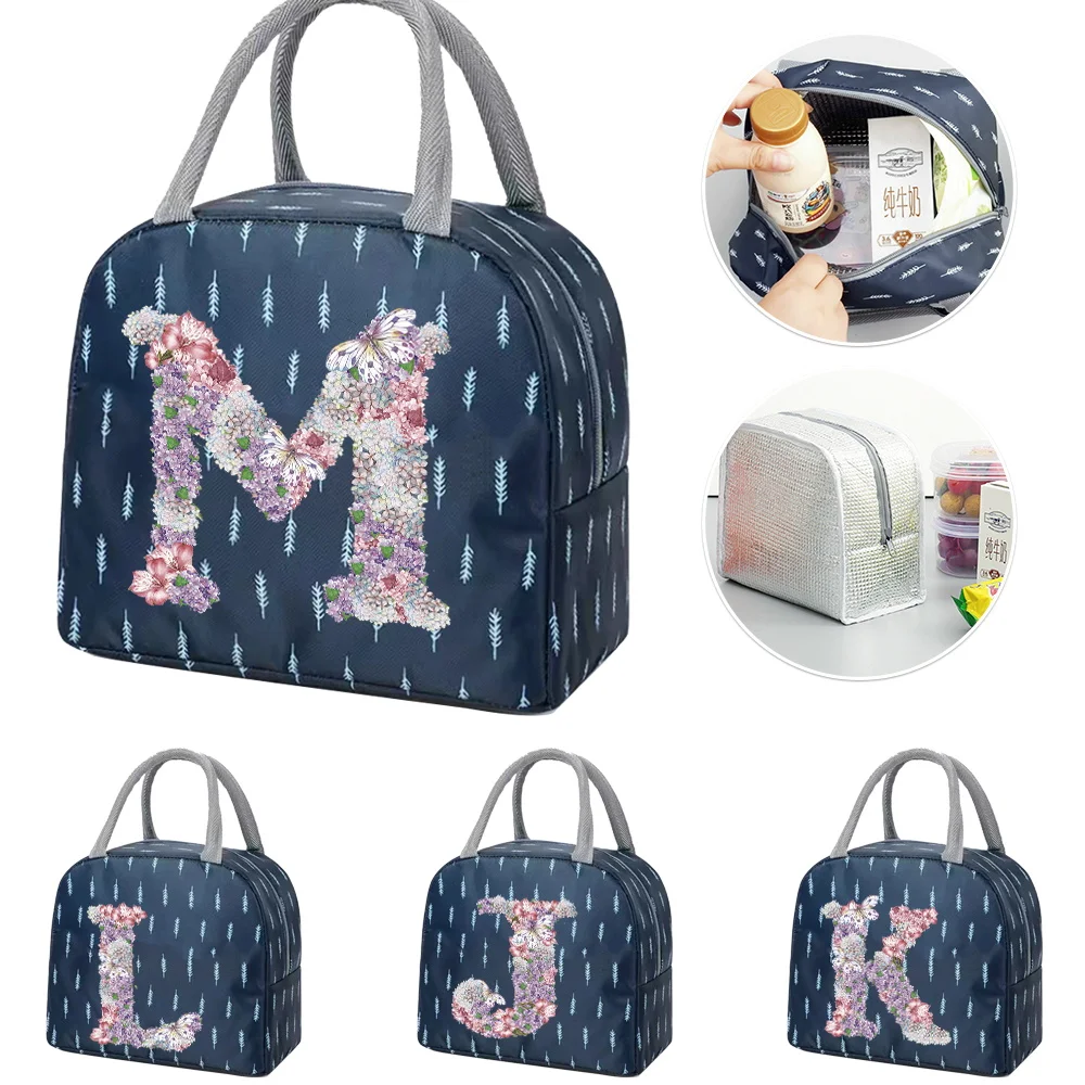 Lunchtas Rose Flower Letter Koeltas Dames Draagbare reisvoedselzak voor werk Student Thermische lunchbox Thermische koelkast Tote